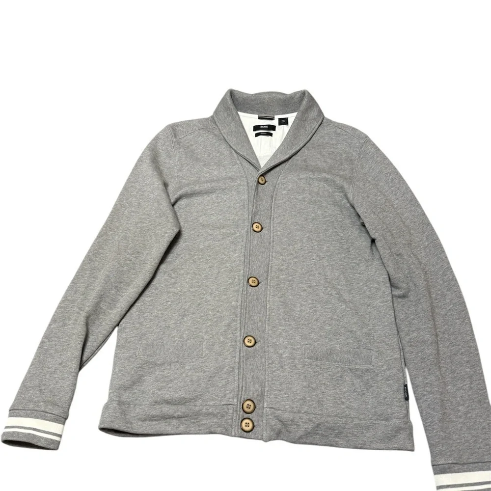 Hugo Boos Gray Button-Up Cardigan